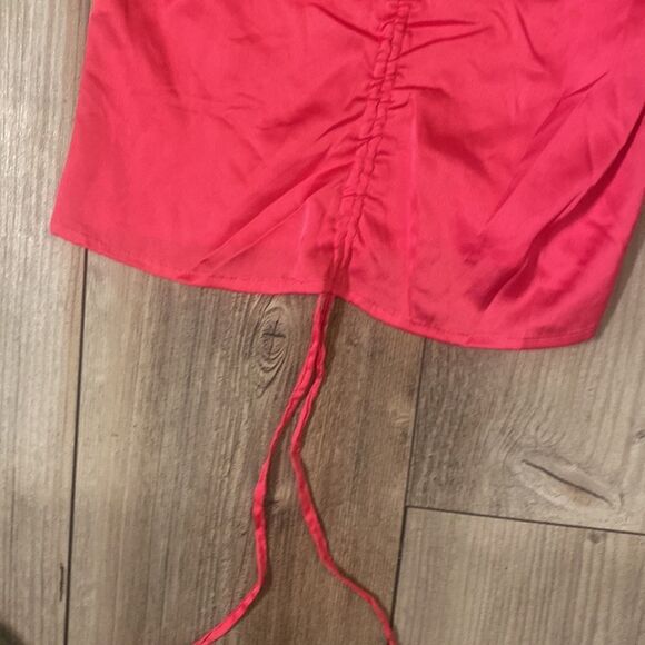 Japna Hot Pink Y2K Satin Feel Ruched Front Slip Cami XS - Picture 3 of 5